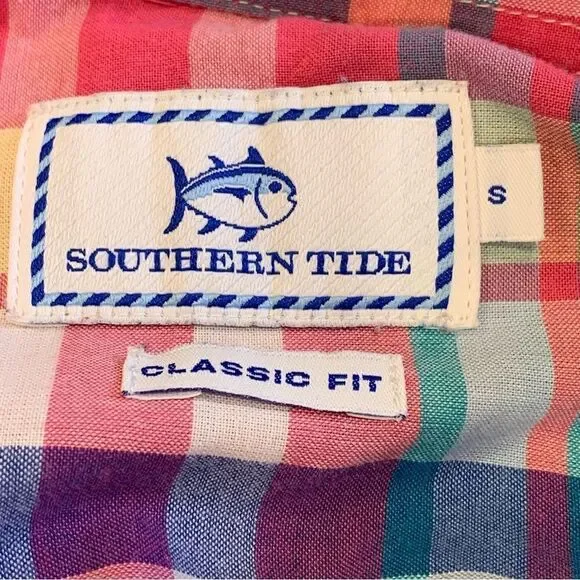 Southern Tide Colorful Plaid Button Down Shirt Size Small - Picture 6 of 10